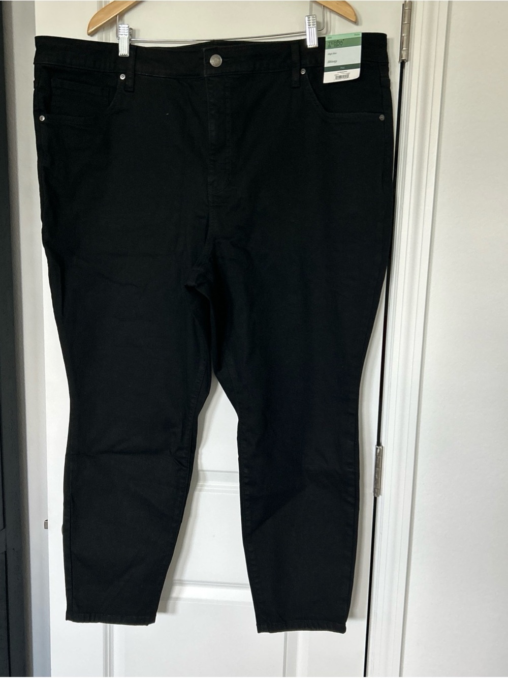 Terra & Sky Women's Core High Rise Denim Skinny Jeans, Size 24w Petite- Black